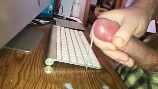 slow motion jerk off cum shot on desk