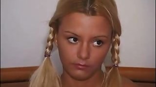 Blonde teen with braids in anal fuck