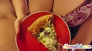 Cumslut Hunny wants a creamy topping on her pizza