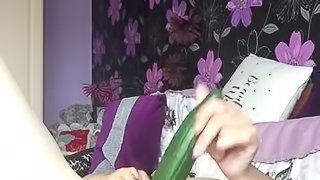 Slut ducks pussy and cums for master