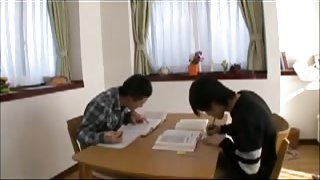 Japanese Mom Cares for Boy before Bed Time -