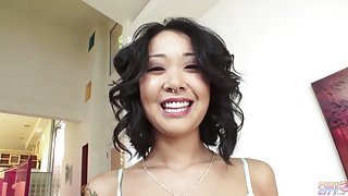 Asian drools all over big cock jammed in her throat